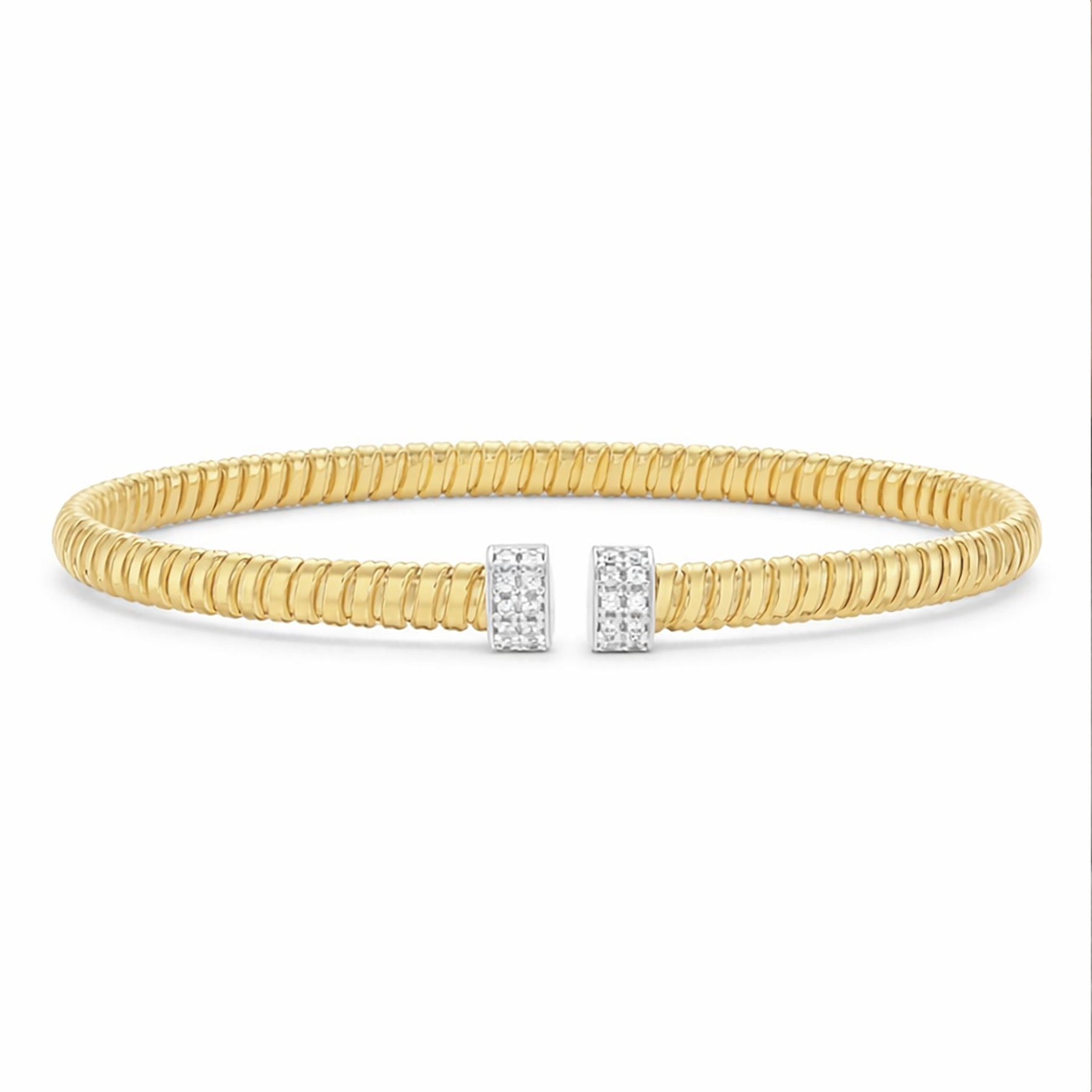 14K Solid Gold Three Station Diamond Tubogas Bracelet