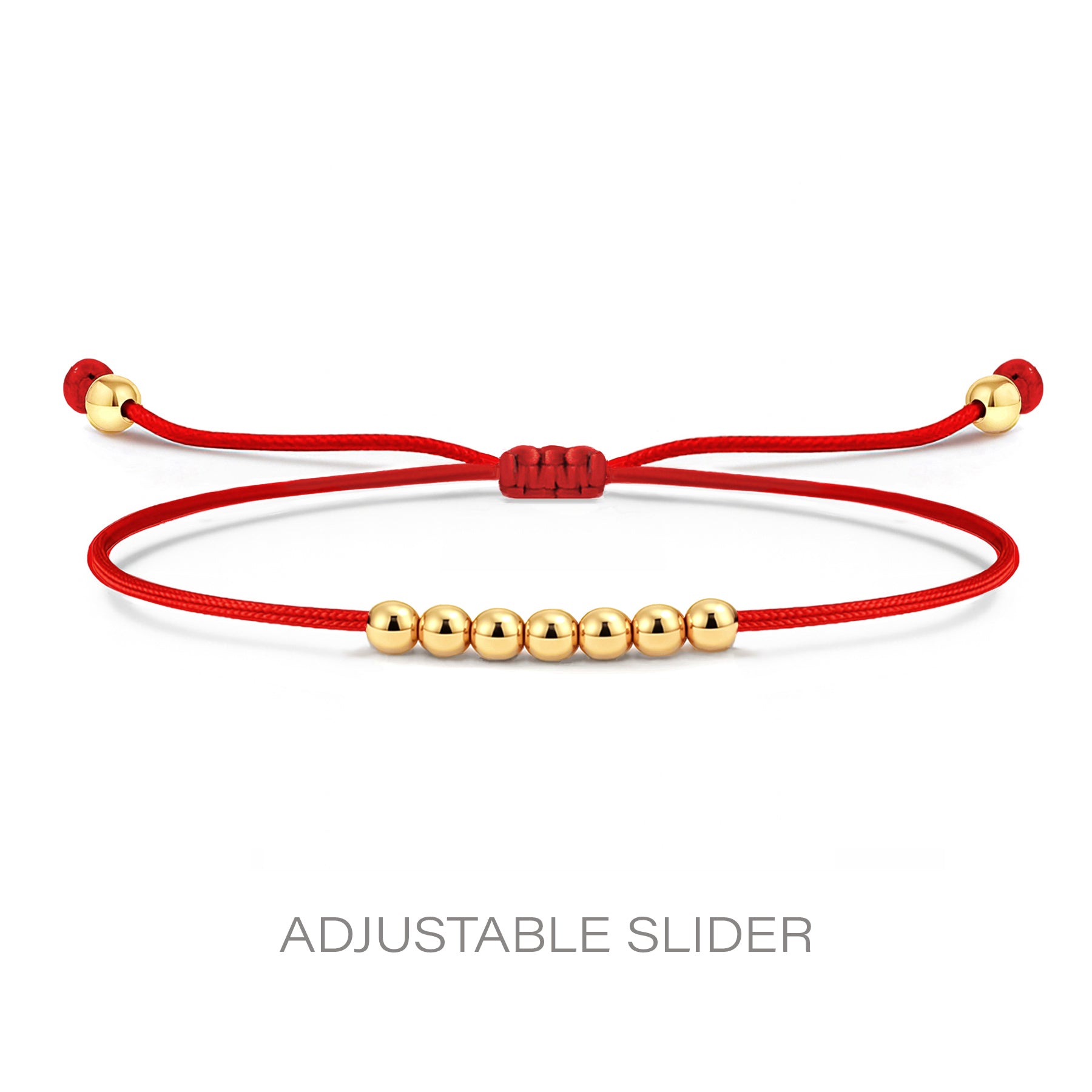 14k Solid Gold 7 Day Good Luck Red String Bracelet for Women, Men